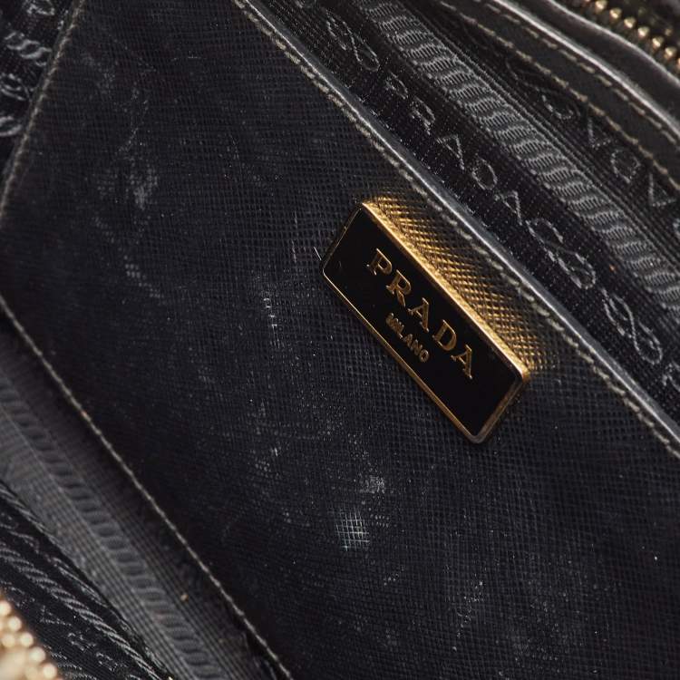 Pre Owned Prada Promenade Medium Black Saffiano Cuir Leather Satchel