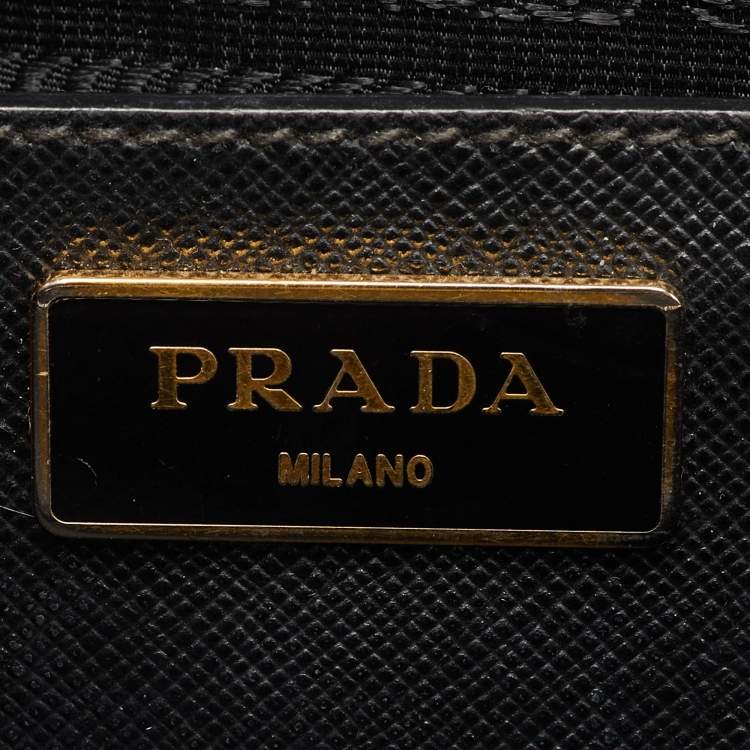 Pre Owned Prada Promenade Medium Black Saffiano Cuir Leather Satchel