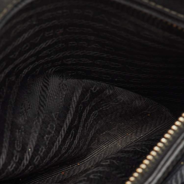 Pre Owned Prada Promenade Medium Black Saffiano Cuir Leather Satchel