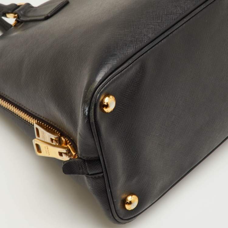 Pre Owned Prada Promenade Medium Black Saffiano Cuir Leather Satchel