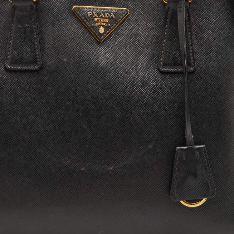 Pre Owned Prada Promenade Medium Black Saffiano Cuir Leather Satchel