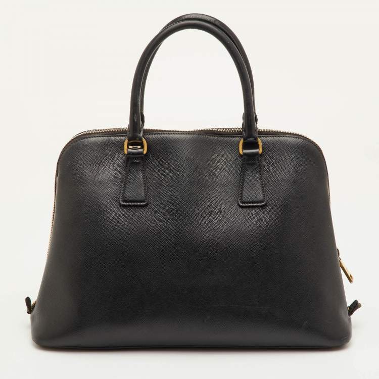 Pre Owned Prada Promenade Medium Black Saffiano Cuir Leather Satchel