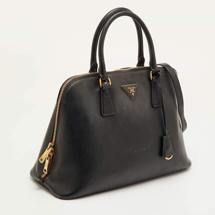 Pre Owned Prada Promenade Medium Black Saffiano Cuir Leather Satchel