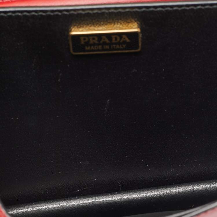 Pre Owned Prada Cahier Red/Black City Calf and Saffiano Leather Shoulder Bag