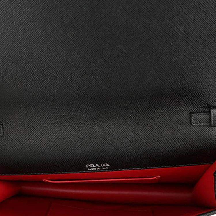 Pre Owned Prada Mini Bag Chain Shoulder Bag Black Saffiano Leatherleather