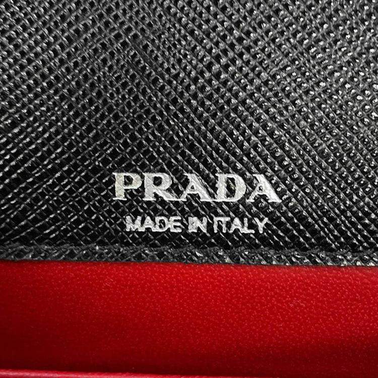 Pre Owned Prada Mini Bag Chain Shoulder Bag Black Saffiano Leatherleather