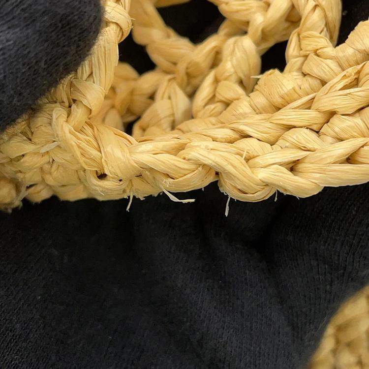 Pre Owned Prada Logo Crochet Tote Bag Natural Raffia