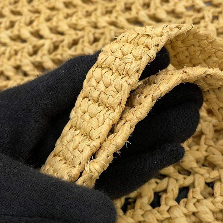 Pre Owned Prada Logo Crochet Tote Bag Natural Raffia