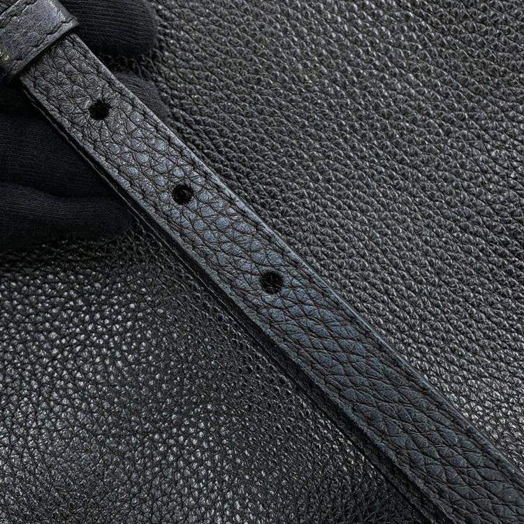 مملوكة مسبقًا Prada Vitello Dino 2Way Handbag Black Leather Size Small