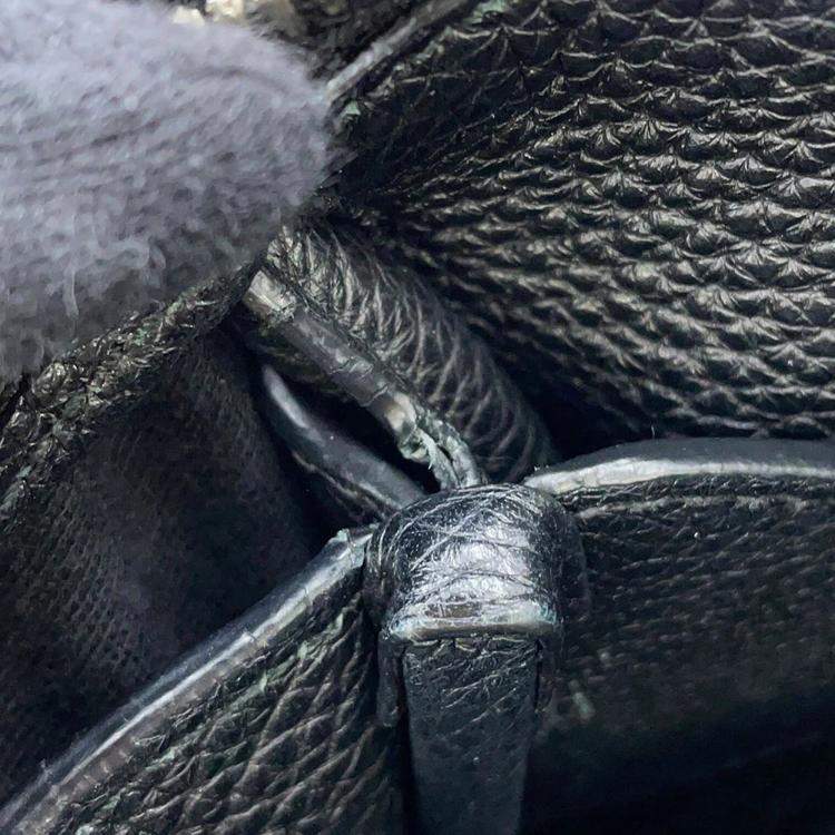 مملوكة مسبقًا Prada Vitello Dino 2Way Handbag Black Leather Size Small