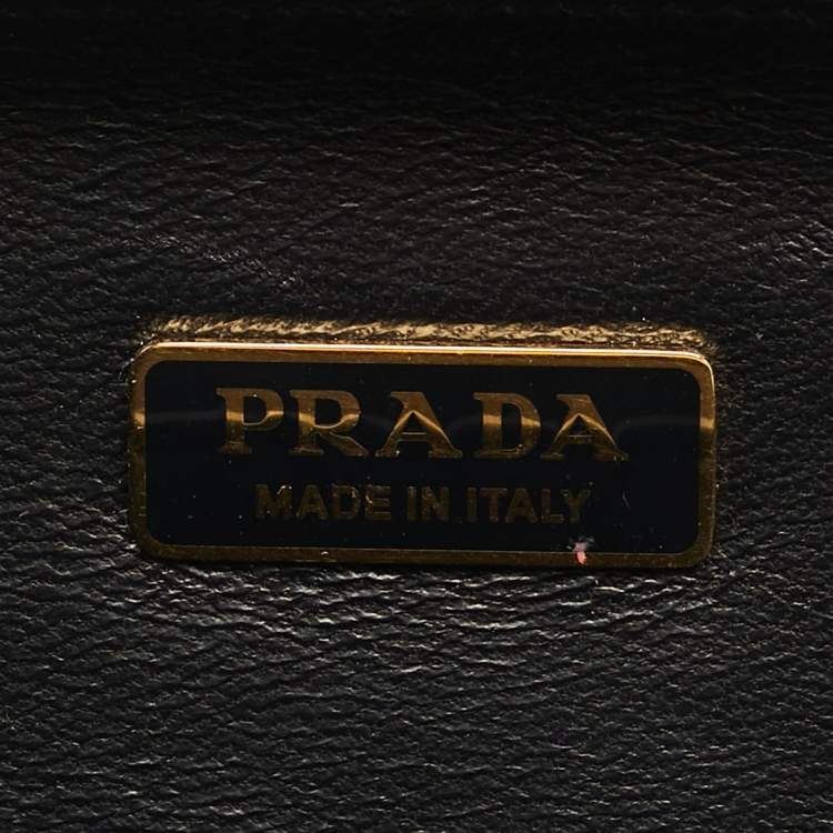 Pre Owned Prada Crystal Embellished Black Leather Frame Chain Clutch