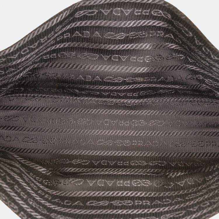 Pre Owned Prada White Saffiano Triangle Embossed Logo Flap Crossbody