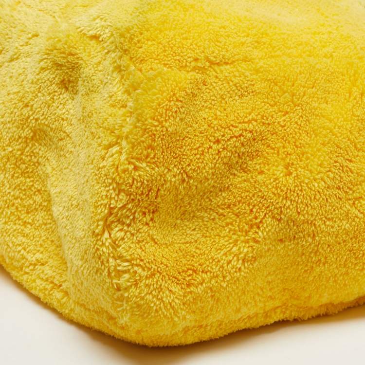 Pre Owned Prada Logo Yellow/Black Terrycloth Beach Bag