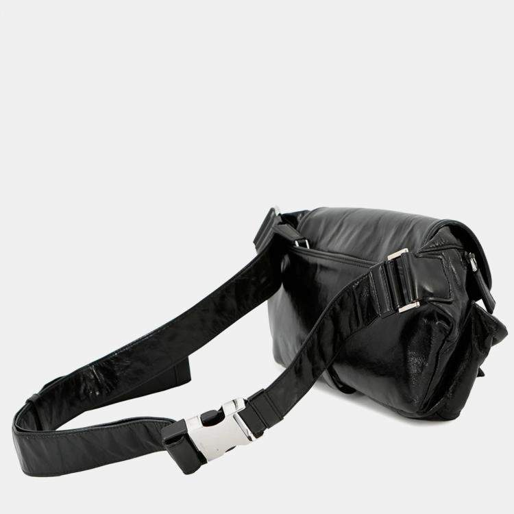 Pre Owned Prada Triangle Calfskin Body Bag Black