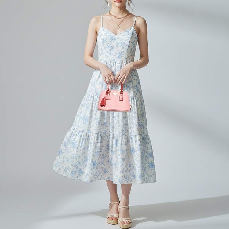 Pre Owned Prada Promenade Mini Pink/Red Leather and Crocodile Satchel