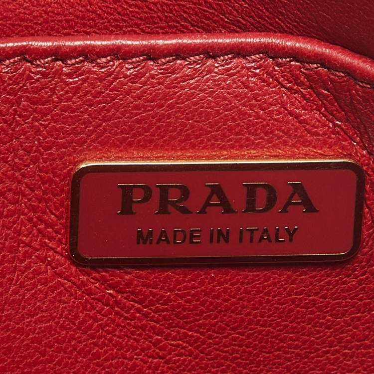 Pre Owned Prada Promenade Mini Pink/Red Leather and Crocodile Satchel