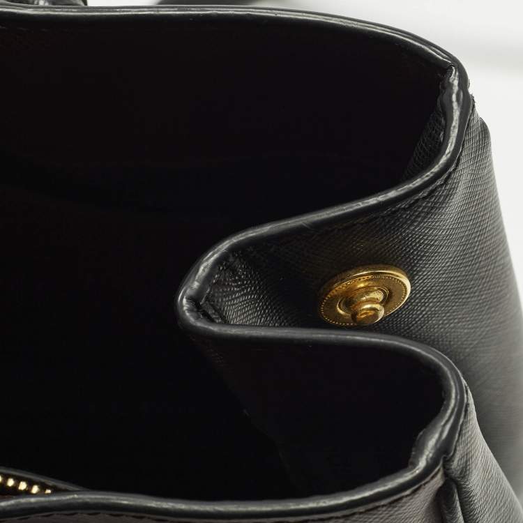 Pre Owned Prada Gardener's Medium Burgundy/Black Saffiano Leather Tote