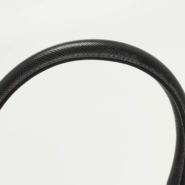 Pre Owned Prada Gardener's Medium Burgundy/Black Saffiano Leather Tote