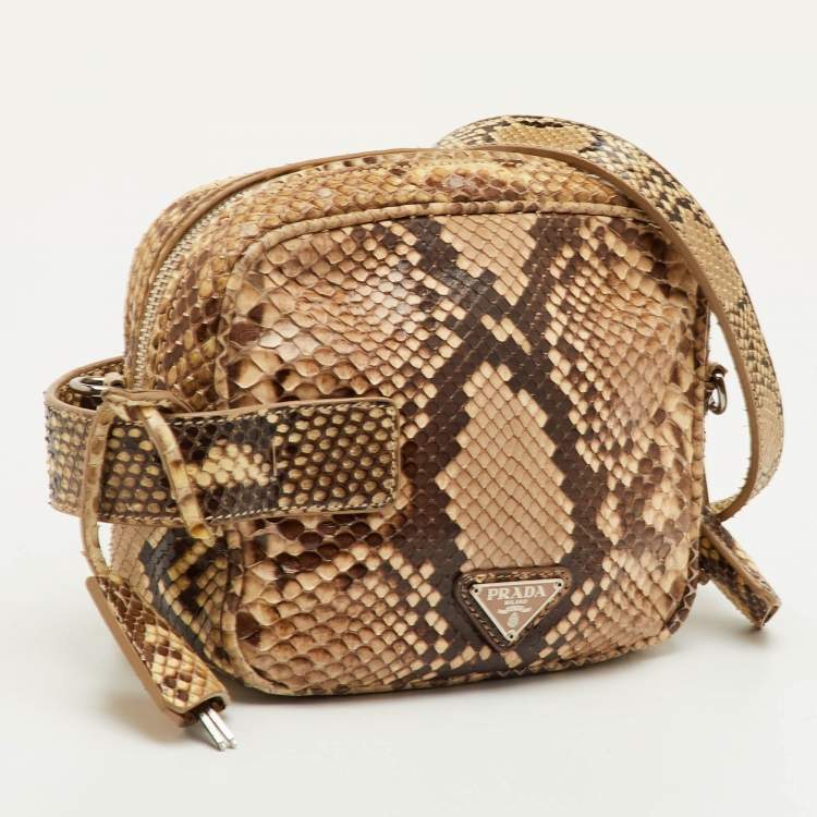 Pre Owned Prada Beige/Brown Python Crossbody Bag