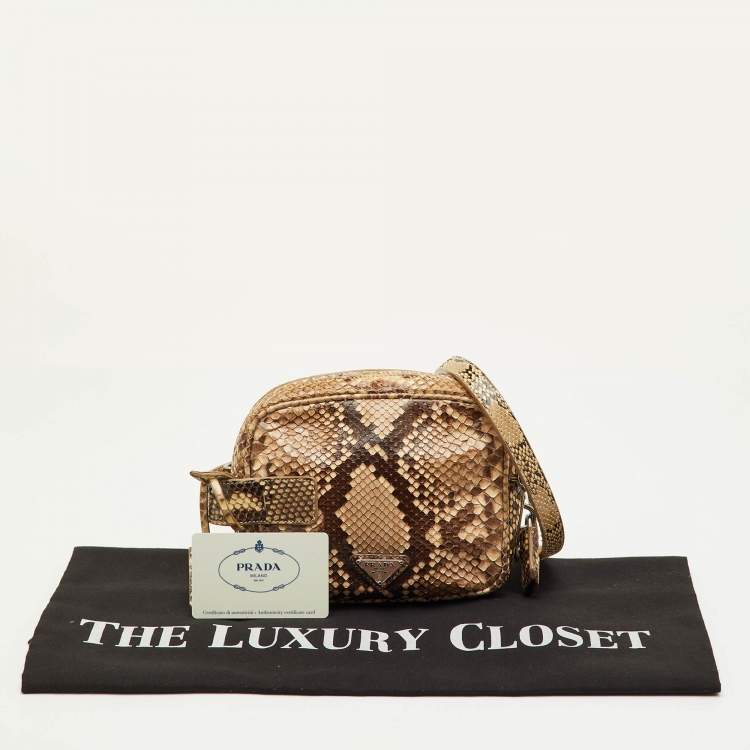 Pre Owned Prada Beige/Brown Python Crossbody Bag