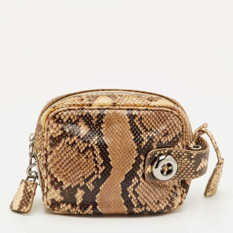 Pre Owned Prada Beige/Brown Python Crossbody Bag