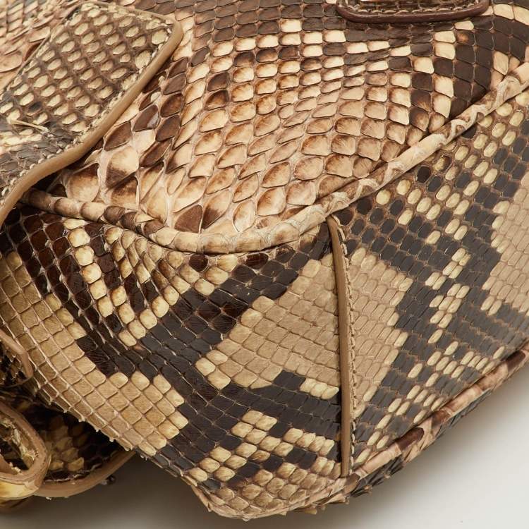 Pre Owned Prada Beige/Brown Python Crossbody Bag