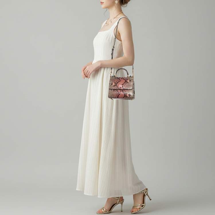 Pre Owned Prada Beige/Brown Python Crossbody Bag