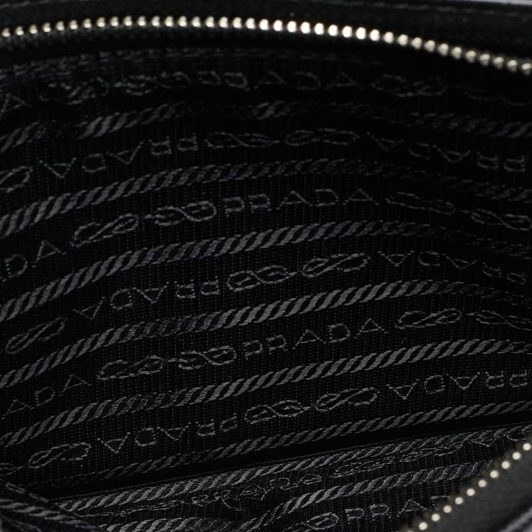 Pre Owned حقيبة حزام برادا جلد سافيانو لوكس أسود للسفر