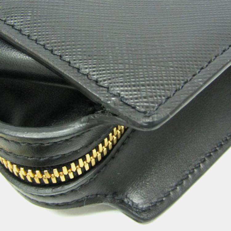 Pre Owned Prada PELLETTERIA Leather Shoulder Bag Black