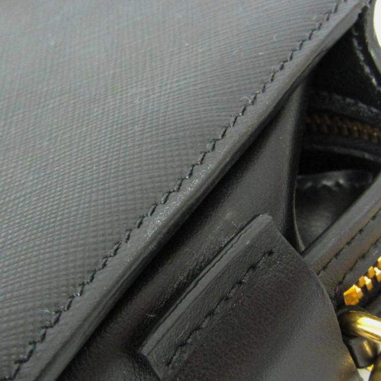 Pre Owned Prada PELLETTERIA Leather Shoulder Bag Black