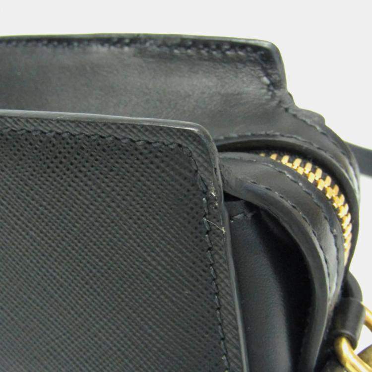 Pre Owned Prada PELLETTERIA Leather Shoulder Bag Black