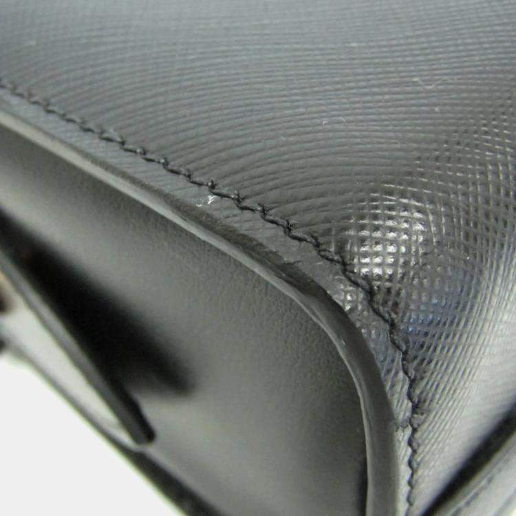 Pre Owned Prada PELLETTERIA Leather Shoulder Bag Black