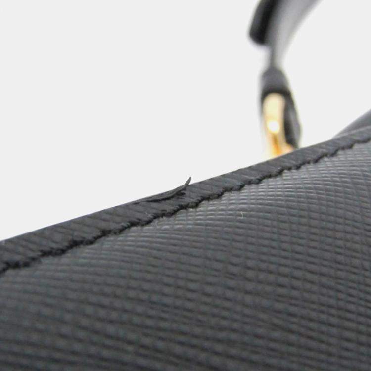 Pre Owned Prada PELLETTERIA Leather Shoulder Bag Black