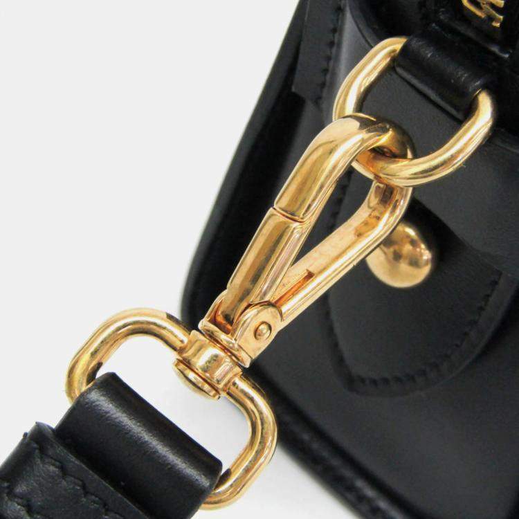 Pre Owned Prada PELLETTERIA Leather Shoulder Bag Black