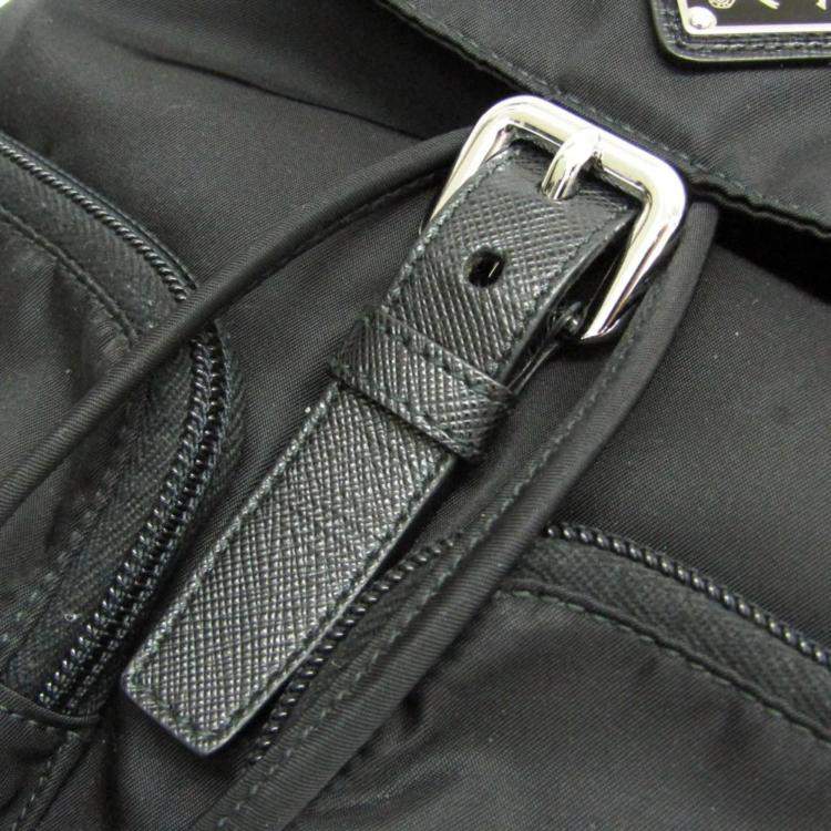 Pre Owned Prada Tessuto Black Nylon Leather Backpack