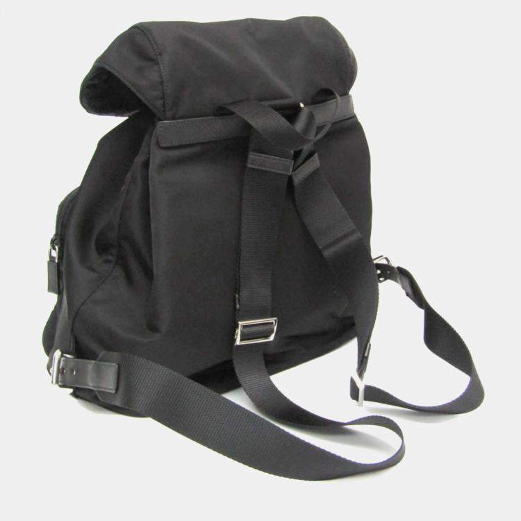 Pre Owned Prada Tessuto Black Nylon Leather Backpack