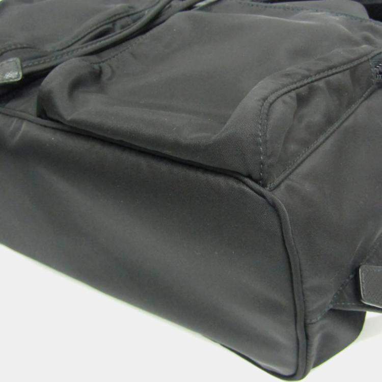 Pre Owned Prada Tessuto Black Nylon Leather Backpack