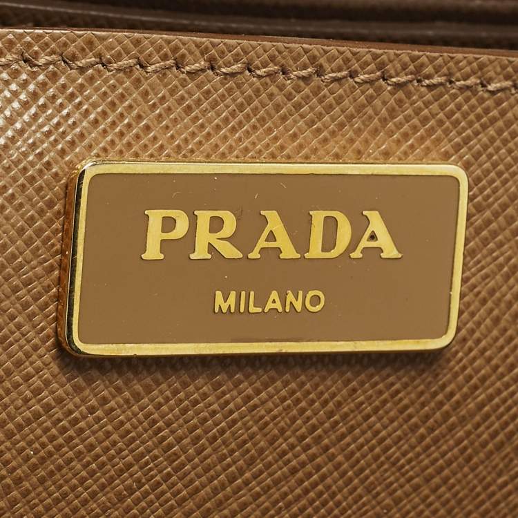 Pre Owned Prada Gardener's Tan Saffiano Lux Leather Tote