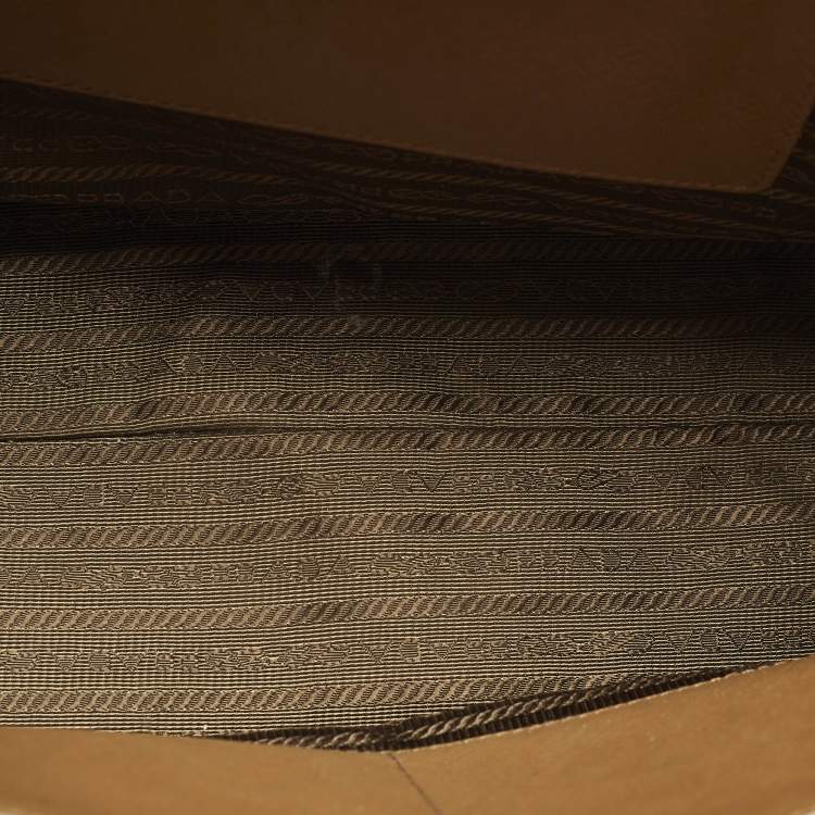 Pre Owned Prada Gardener's Tan Saffiano Lux Leather Tote