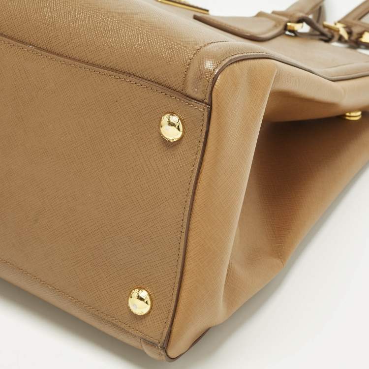 Pre Owned Prada Gardener's Tan Saffiano Lux Leather Tote