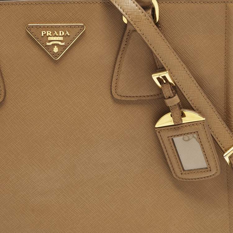 Pre Owned Prada Gardener's Tan Saffiano Lux Leather Tote