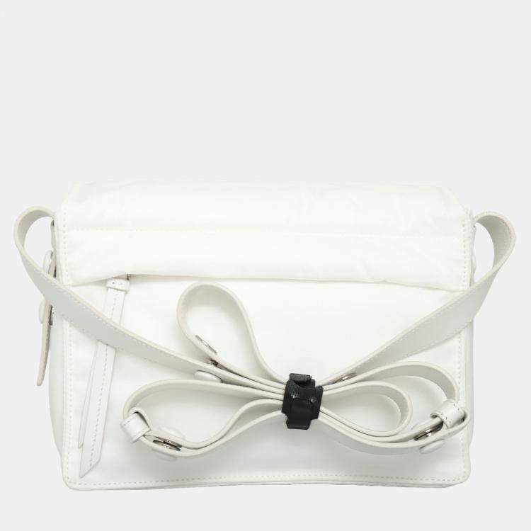 مملوكة مسبقًا Prada Triangle Small White Nylon Padded Crossbody Bag