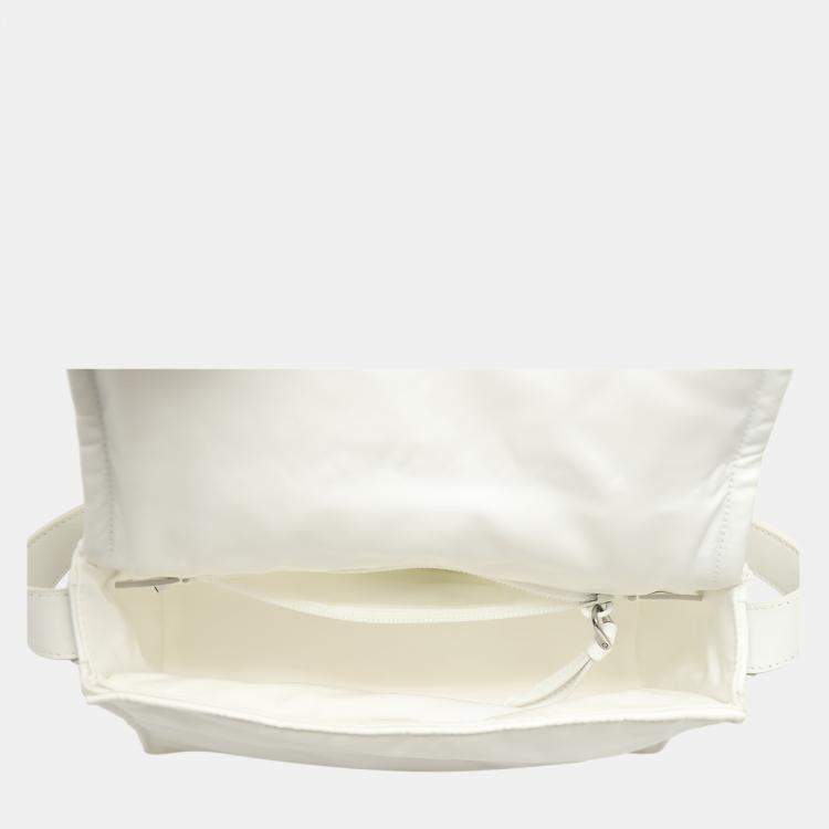 مملوكة مسبقًا Prada Triangle Small White Nylon Padded Crossbody Bag