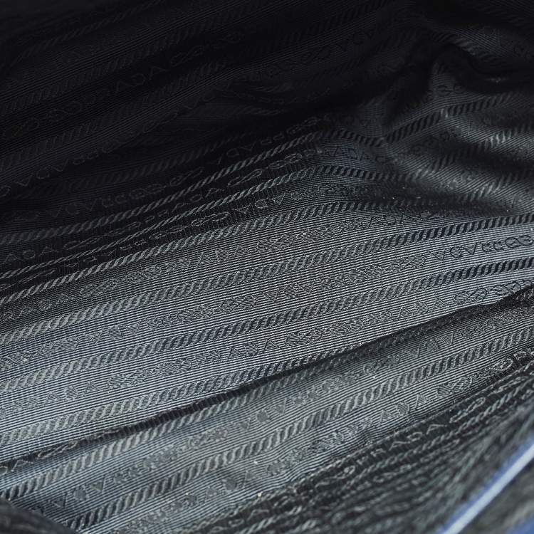 Pre Owned Prada Galleria Large Navy Blue Saffiano Lux Leather Double Zip Tote