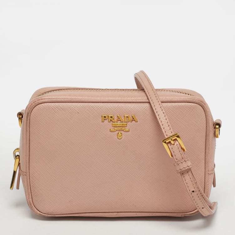 Pre Owned Prada Pink Saffiano Leather Mini Crossbody Bag