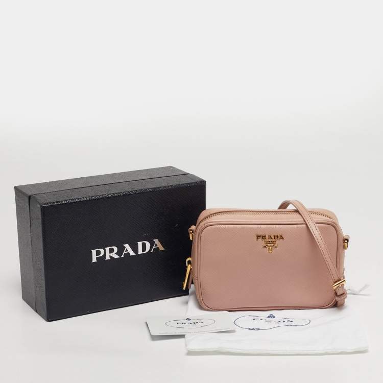 Pre Owned Prada Pink Saffiano Leather Mini Crossbody Bag