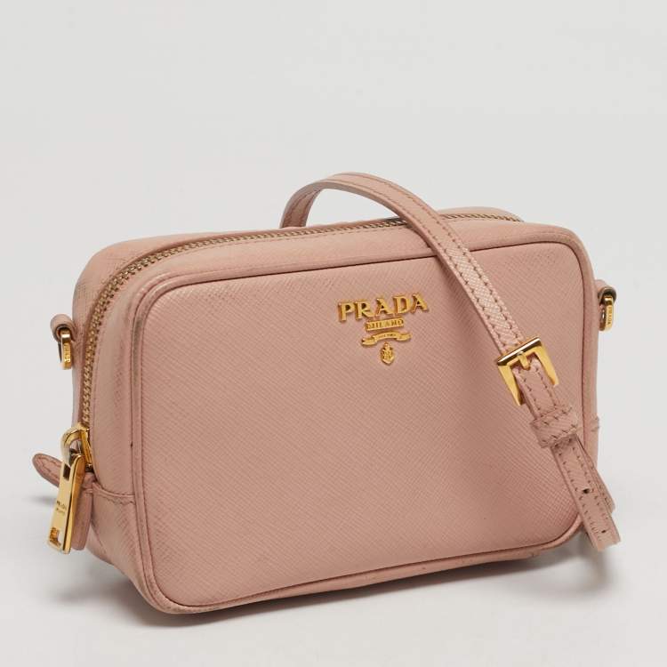 Pre Owned Prada Pink Saffiano Leather Mini Crossbody Bag