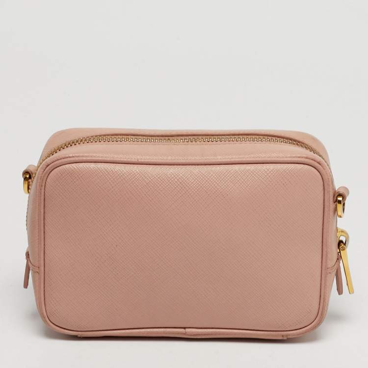 Pre Owned Prada Pink Saffiano Leather Mini Crossbody Bag