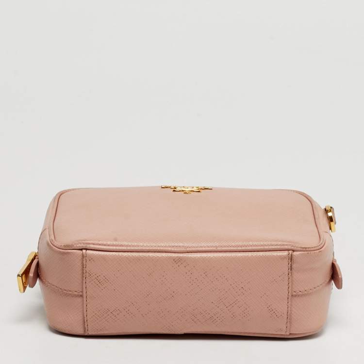 Pre Owned Prada Pink Saffiano Leather Mini Crossbody Bag