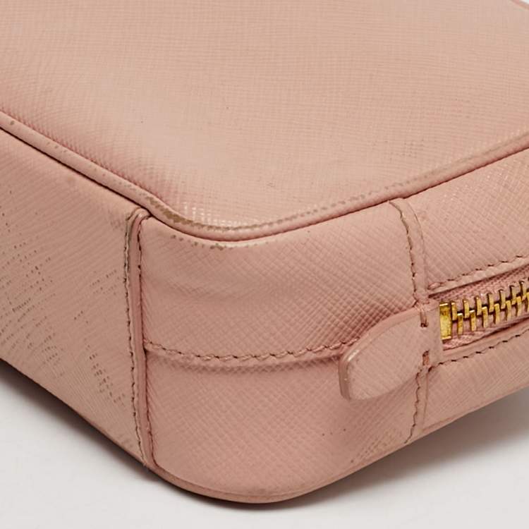 Pre Owned Prada Pink Saffiano Leather Mini Crossbody Bag